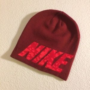 NIKE beanie nwot maroon with hot pink letters